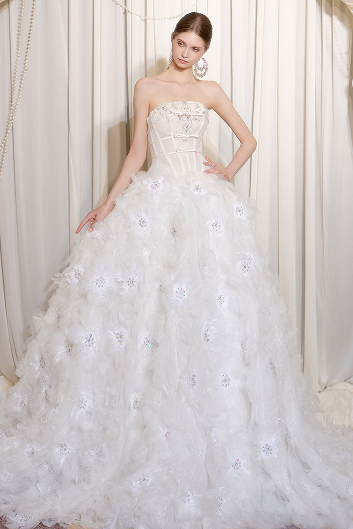 Strapless Crystal Sweetheart Long Dress