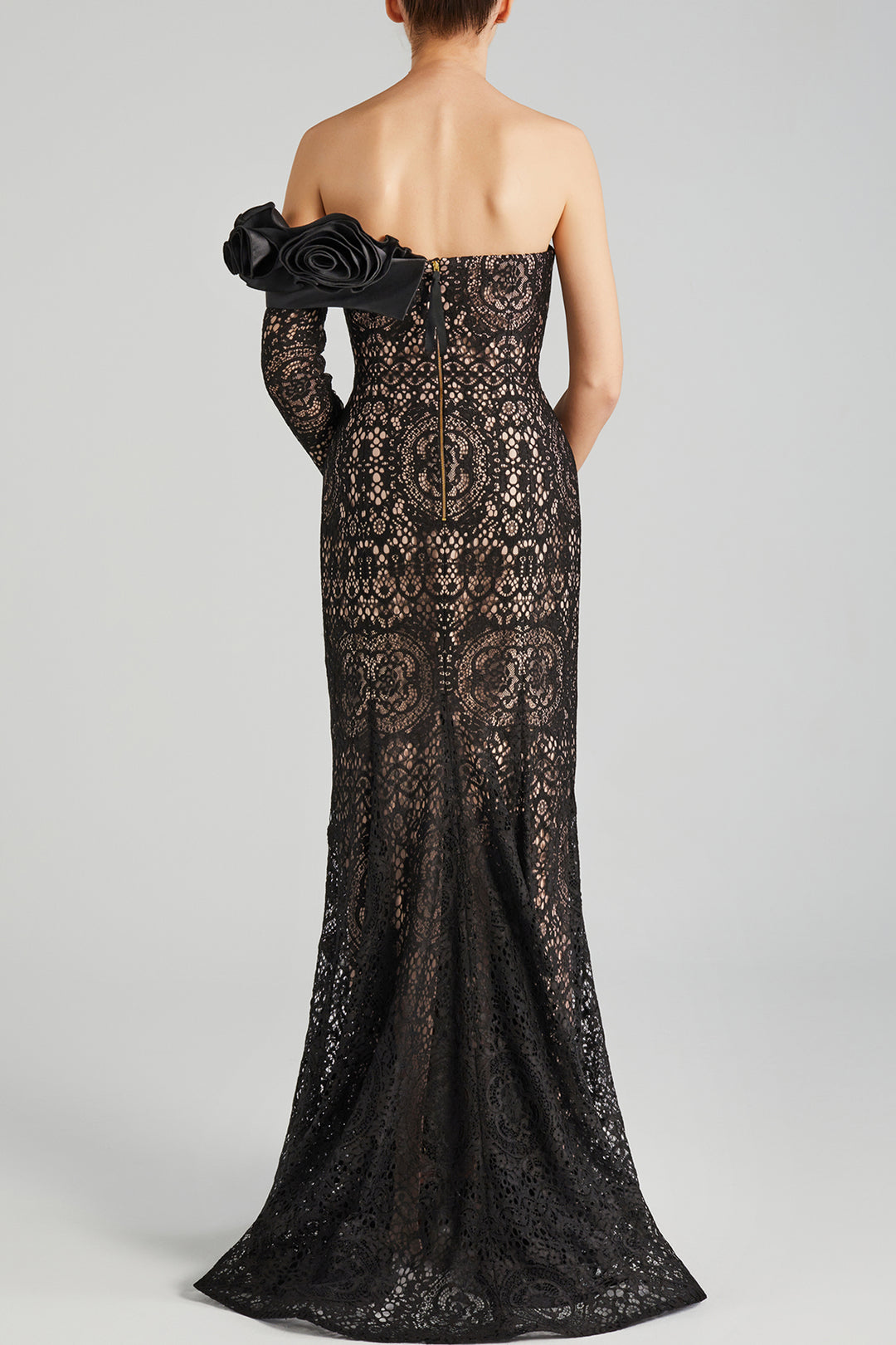 Lace-Overlay Off-The-Shoulder Mermaid Dress