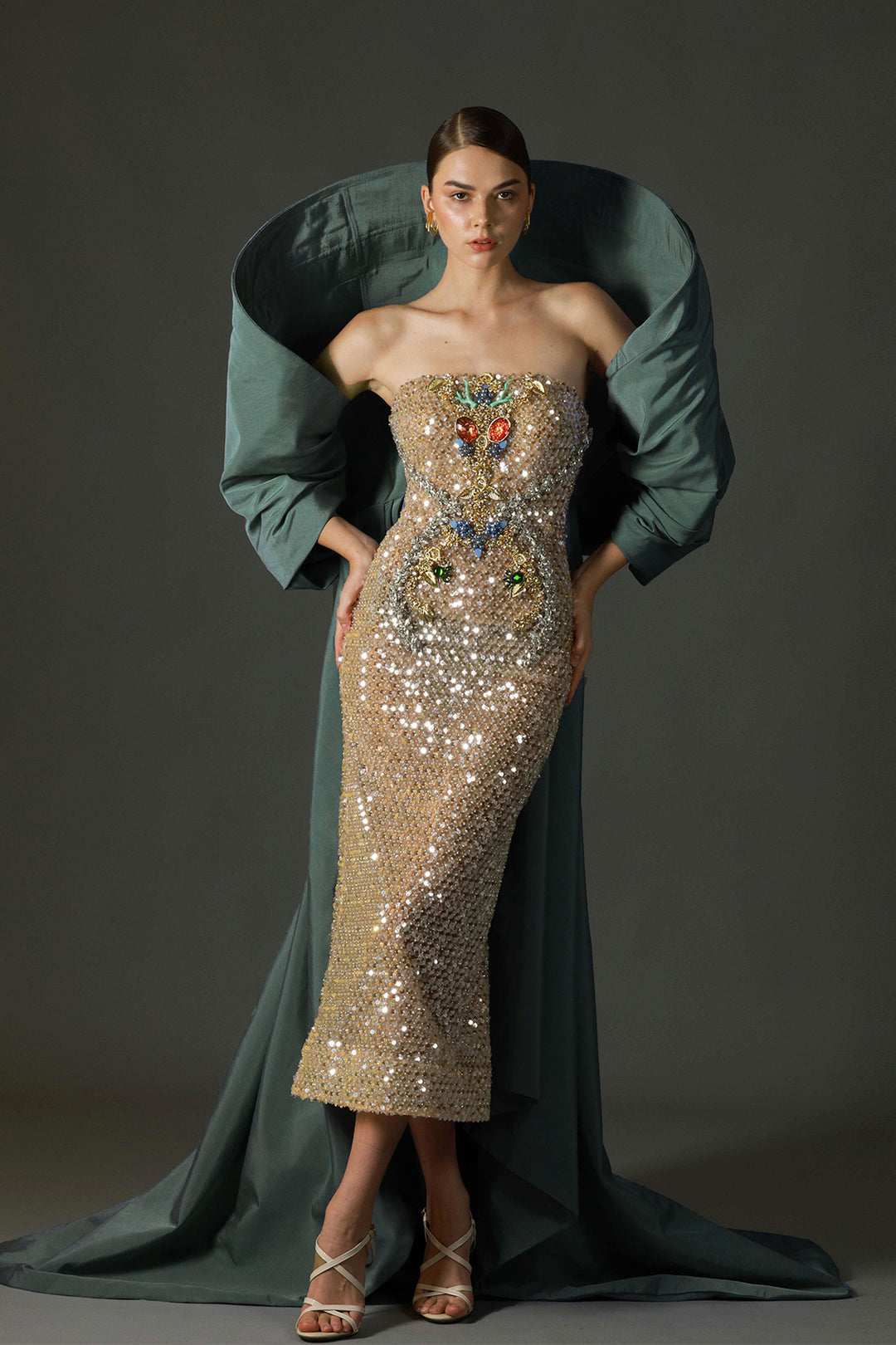 Strapless Sequined Midi Dress Strapless Sequined Midi Dress
