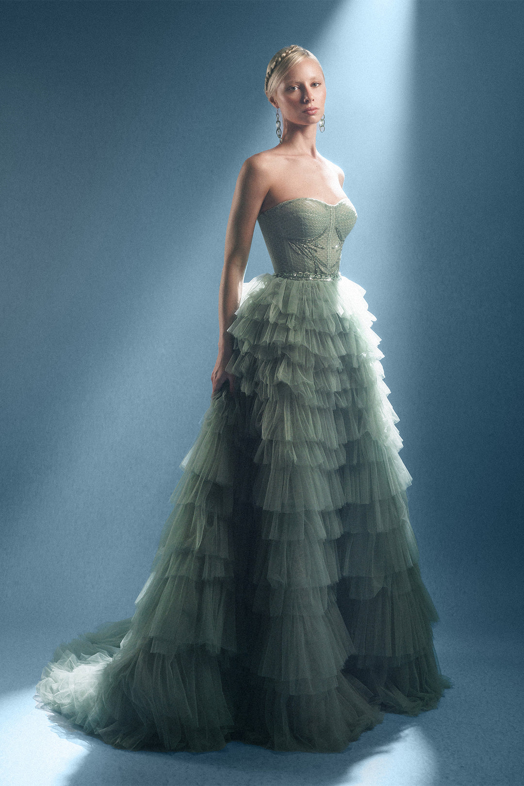 Strapless Corset Dress with Tulle Ruffles M.R DESIGN Strapless Corset Dress with Tulle Ruffles M.R DESIGN