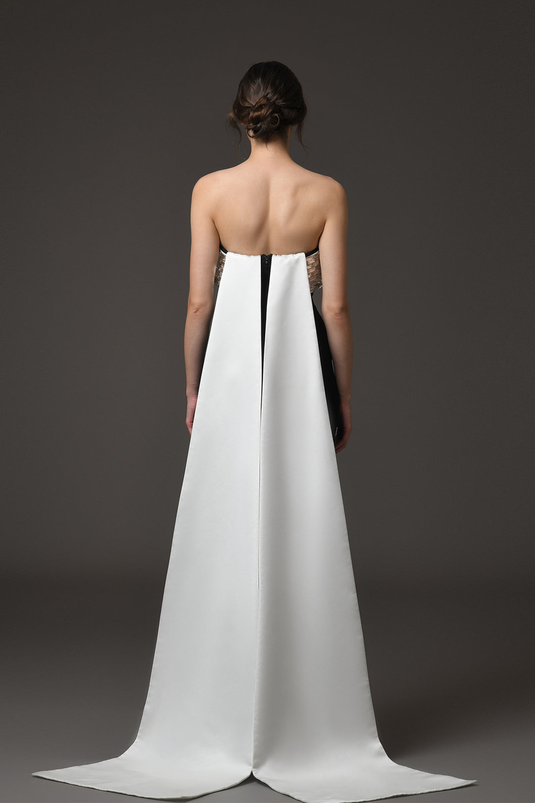 Strapless Long Dress with Satin Train