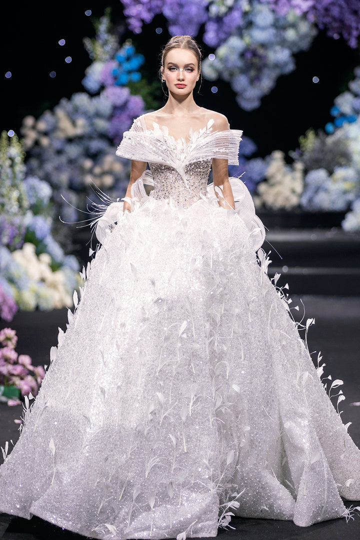 Off-the-Shoulder Neckline Dress with Corseted Bodice