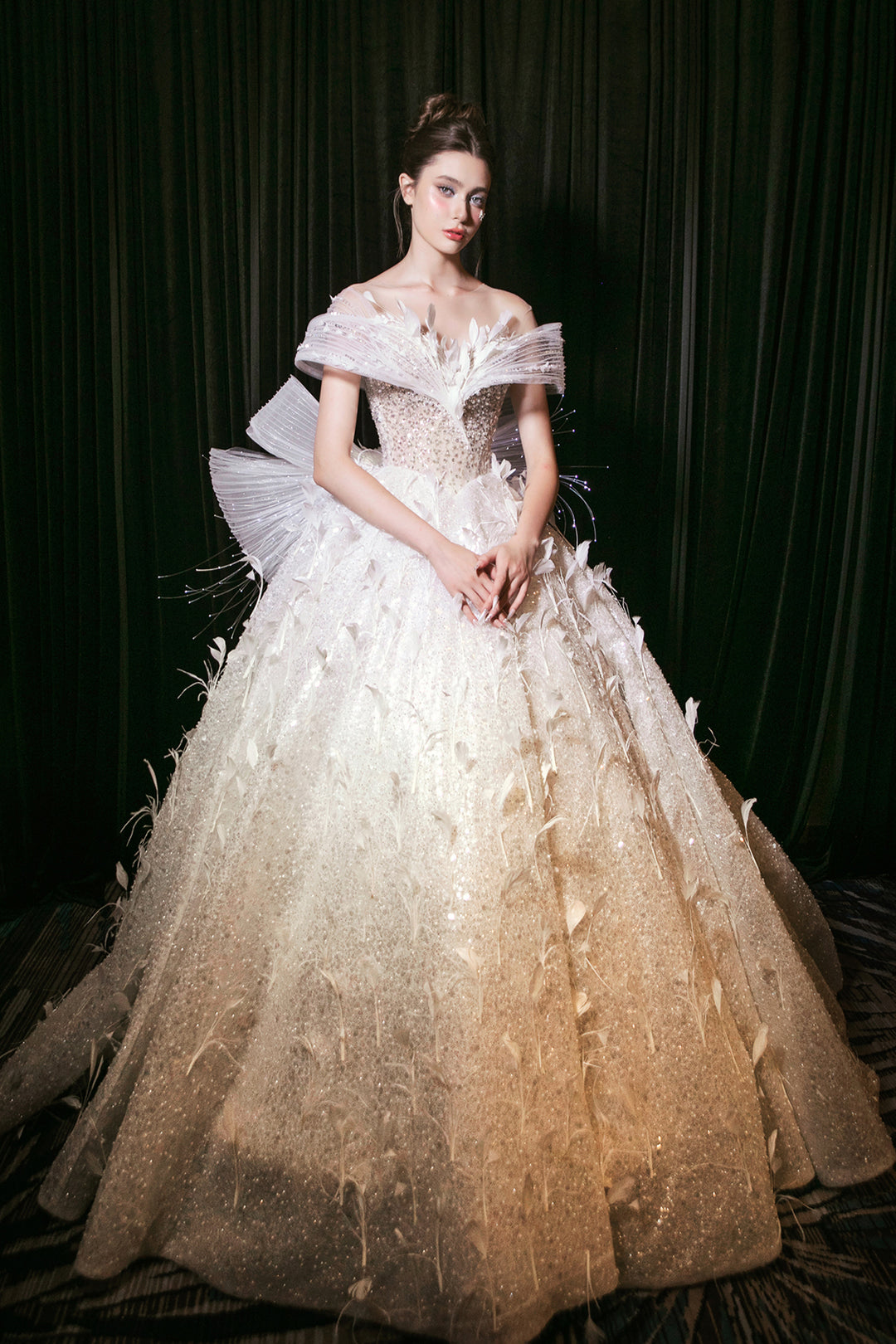 Off-the-Shoulder Neckline Dress with Corseted Bodice