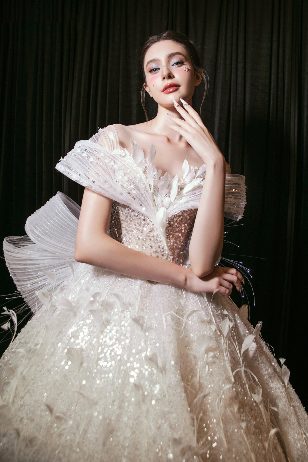 Off-the-Shoulder Neckline Dress with Corseted Bodice