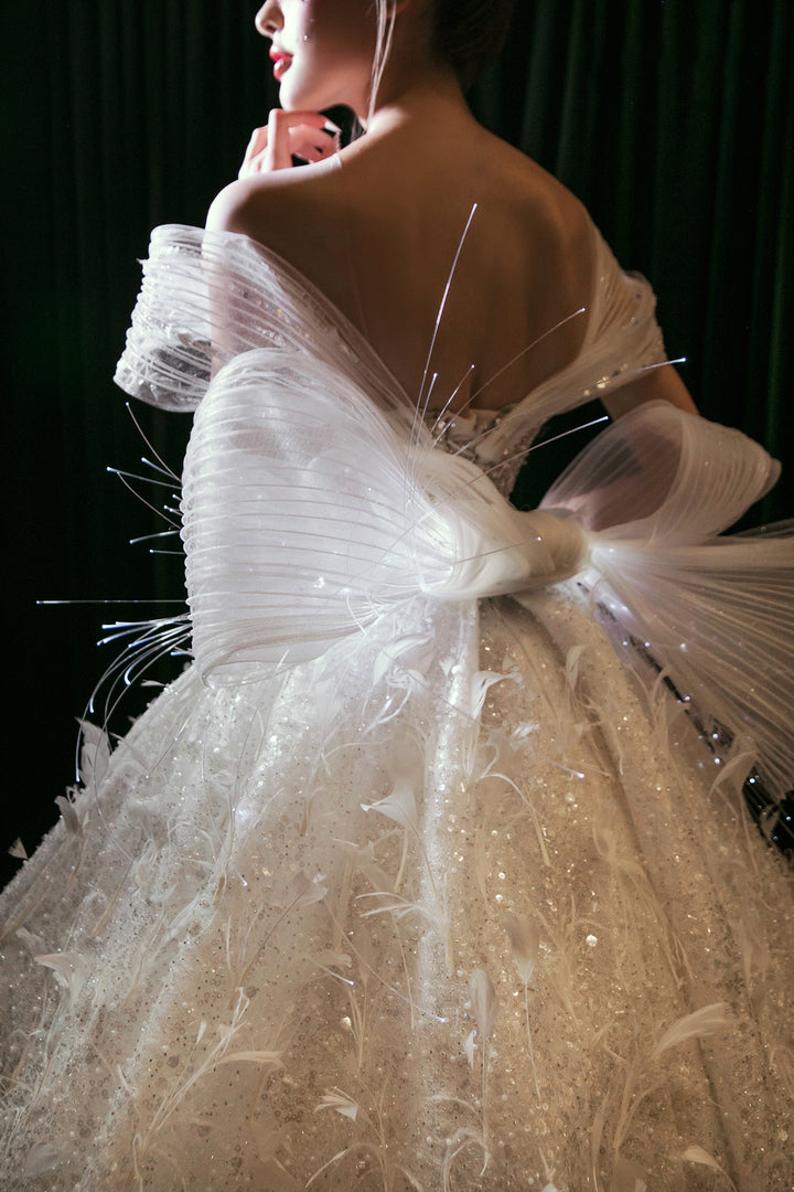 Off-the-Shoulder Neckline Dress with Corseted Bodice