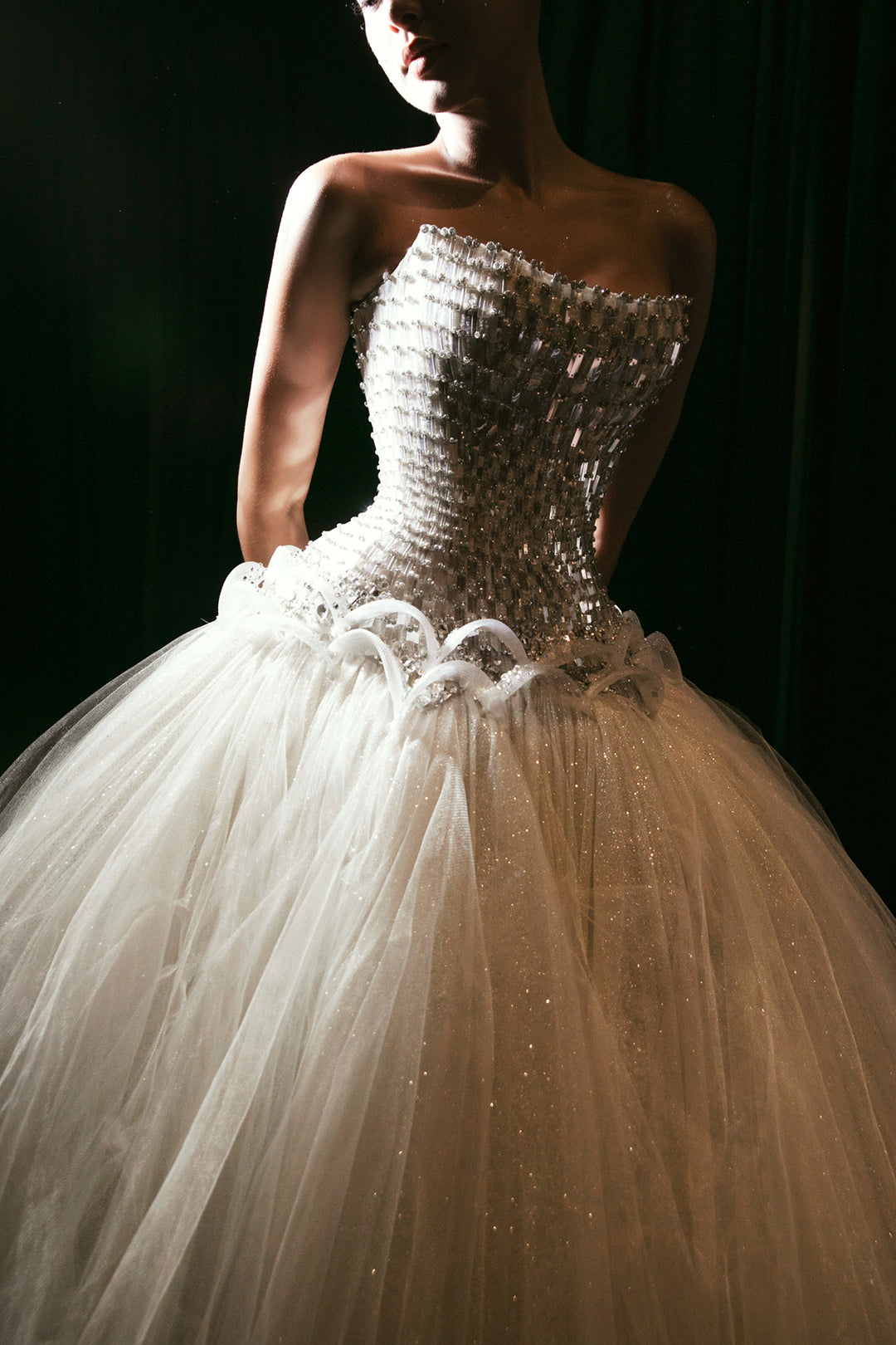 Strapless Neckline With Layered Tulle Skirt