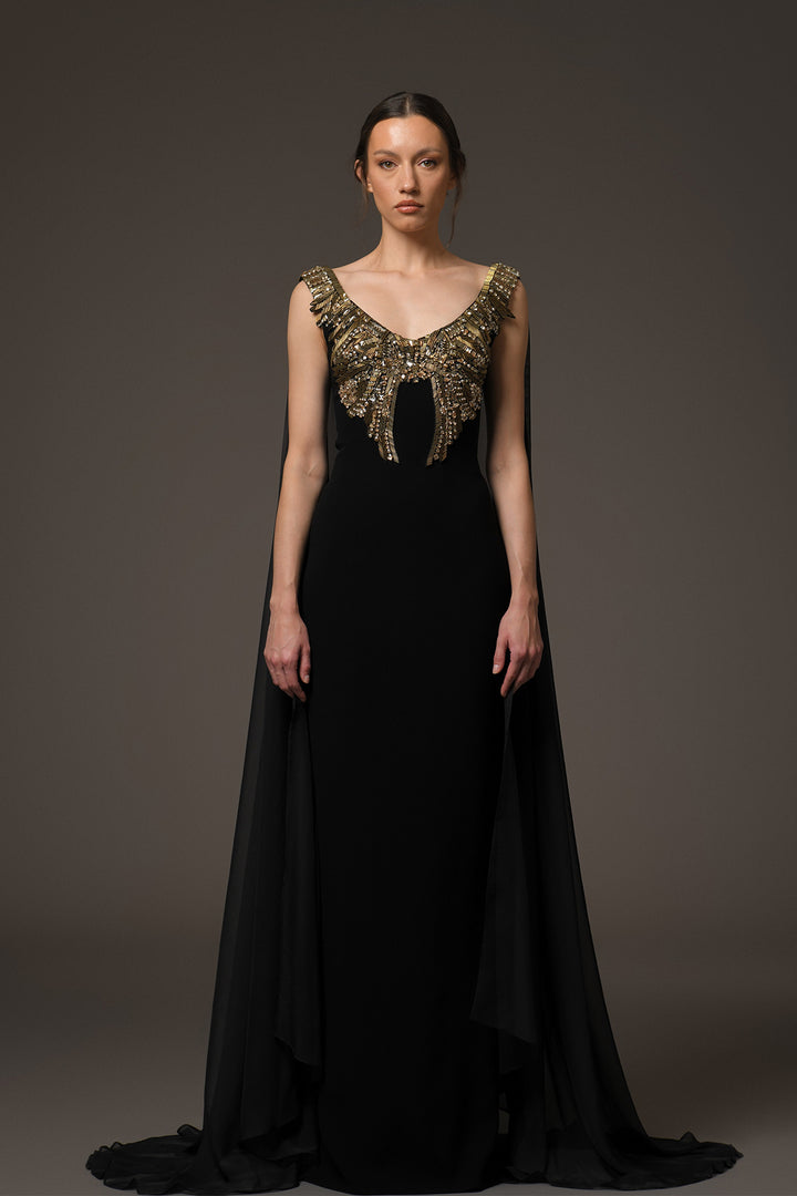 Long Dress with Embroidery and Beads