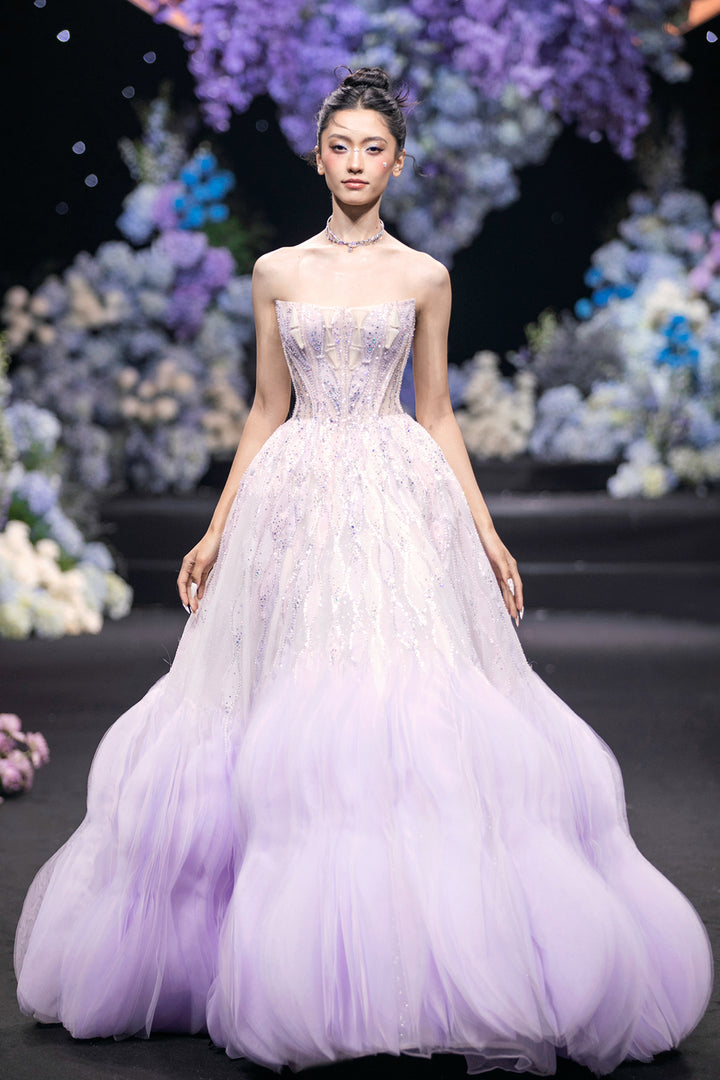 Strapless A-Line Dress with Corseted Bodice