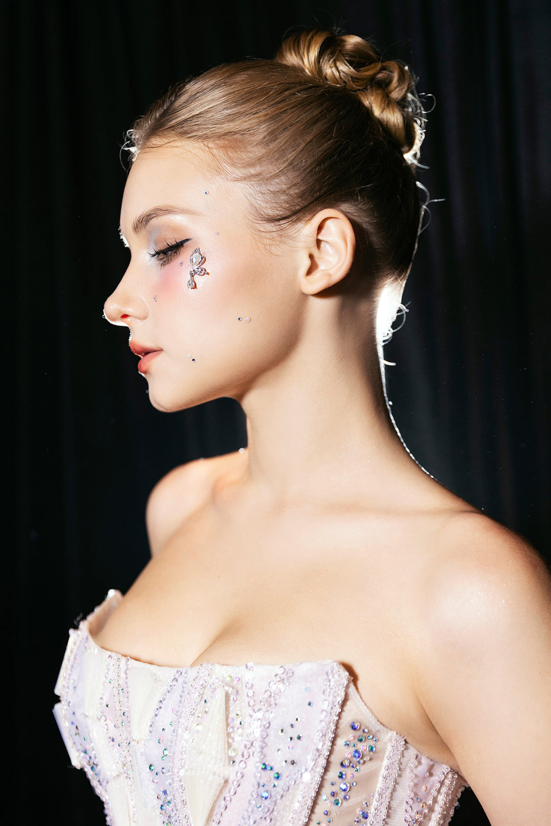 Strapless A-Line Dress with Corseted Bodice