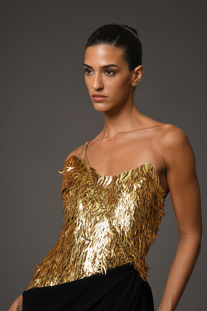 Strapless Long Dress with Embroidery