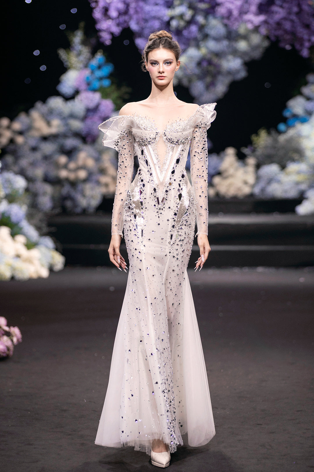 Mermaid Crystallized Embroidered Embellishments Dress M.R DESIGN Mermaid Crystallized Embroidered Embellishments Dress M.R DESIGN