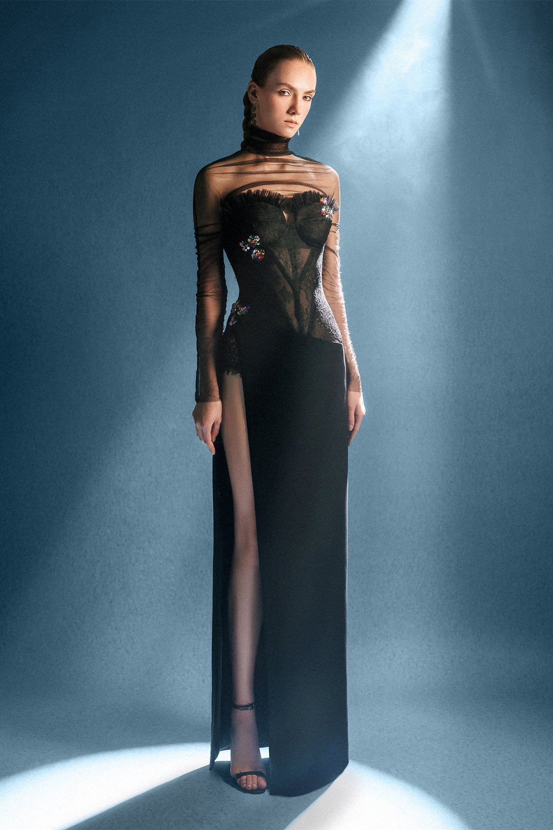 Long-Sleeved Fitted Corset Dress M.R DESIGN Long-Sleeved Fitted Corset Dress M.R DESIGN