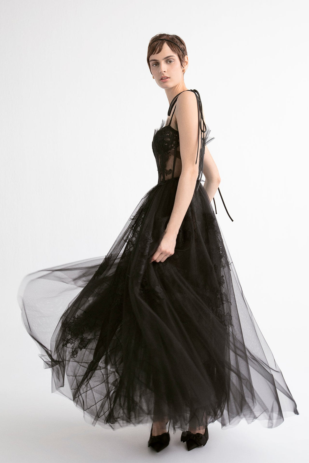 Tulle Sleeveless Corset A-line Dress M.R DESIGN Tulle Sleeveless Corset A-line Dress M.R DESIGN