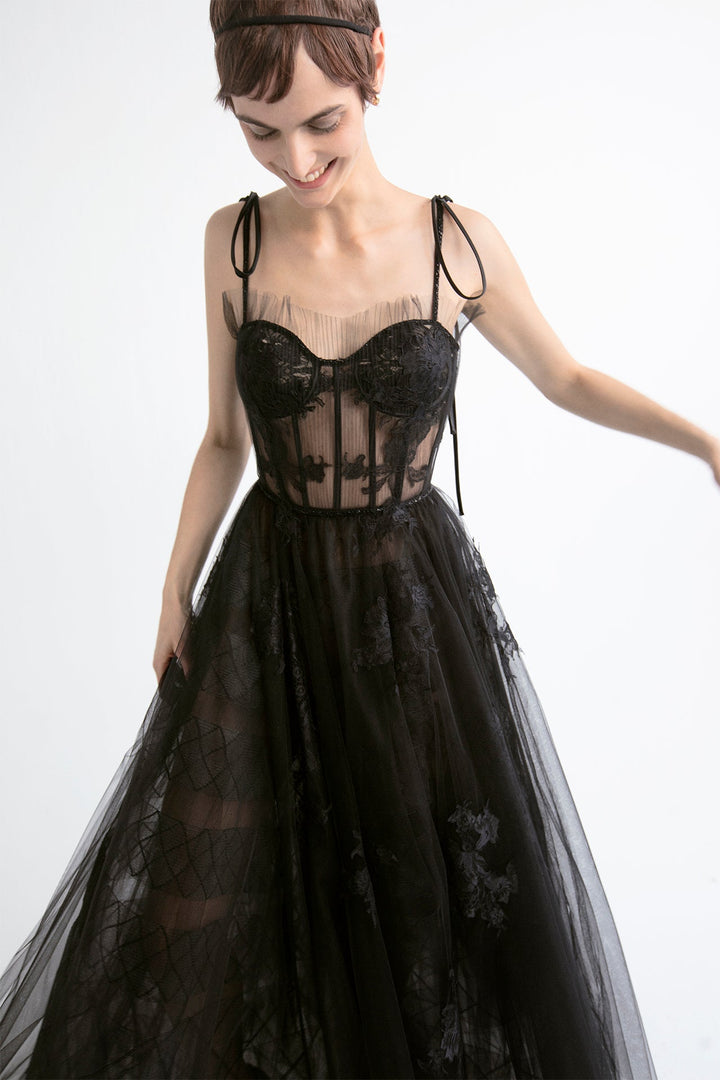 Tulle Sleeveless Corset A-line Dress