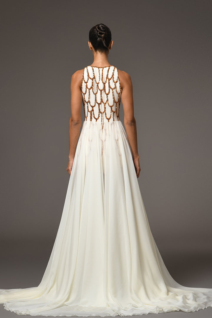 Mini Dress with Embroidery Overskirt