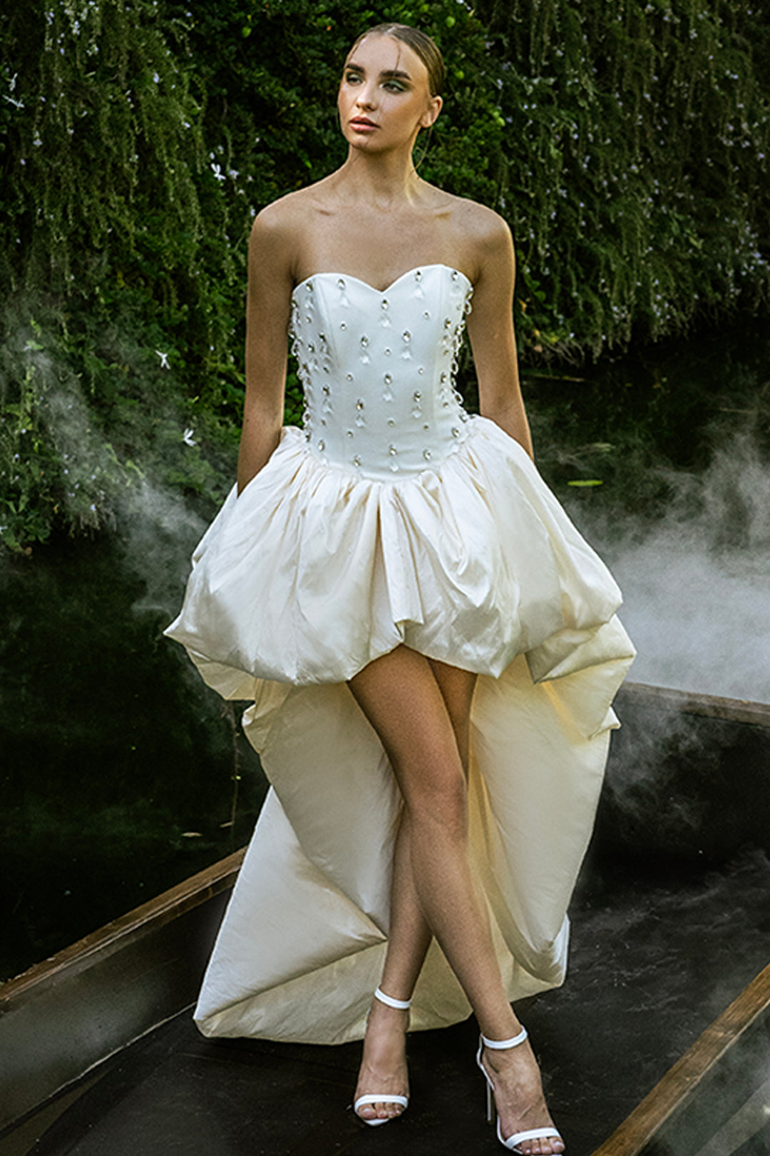 Strapless Mini Dress with Crystal Embroidery