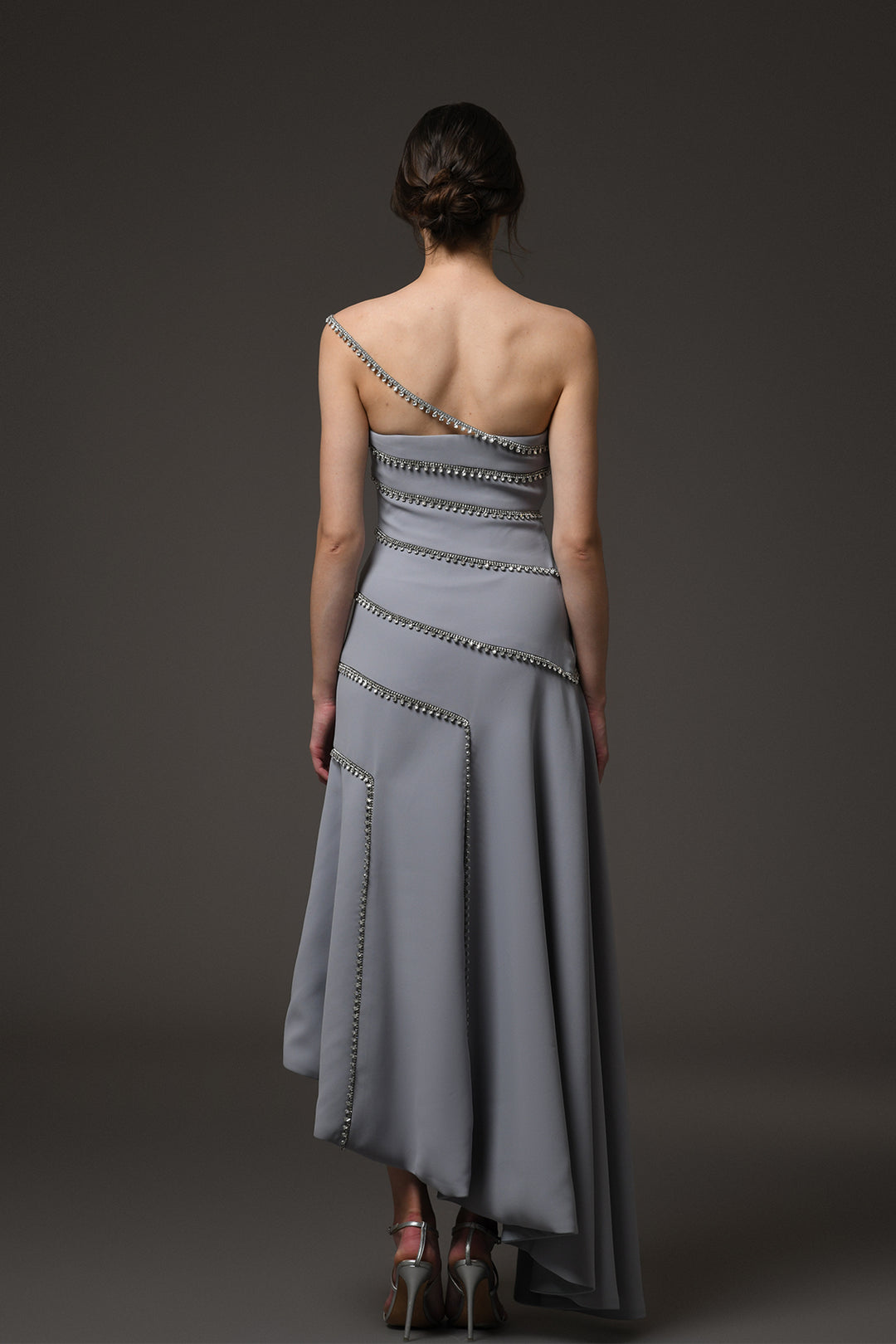 Midi Dress with Embroidery and A-Line