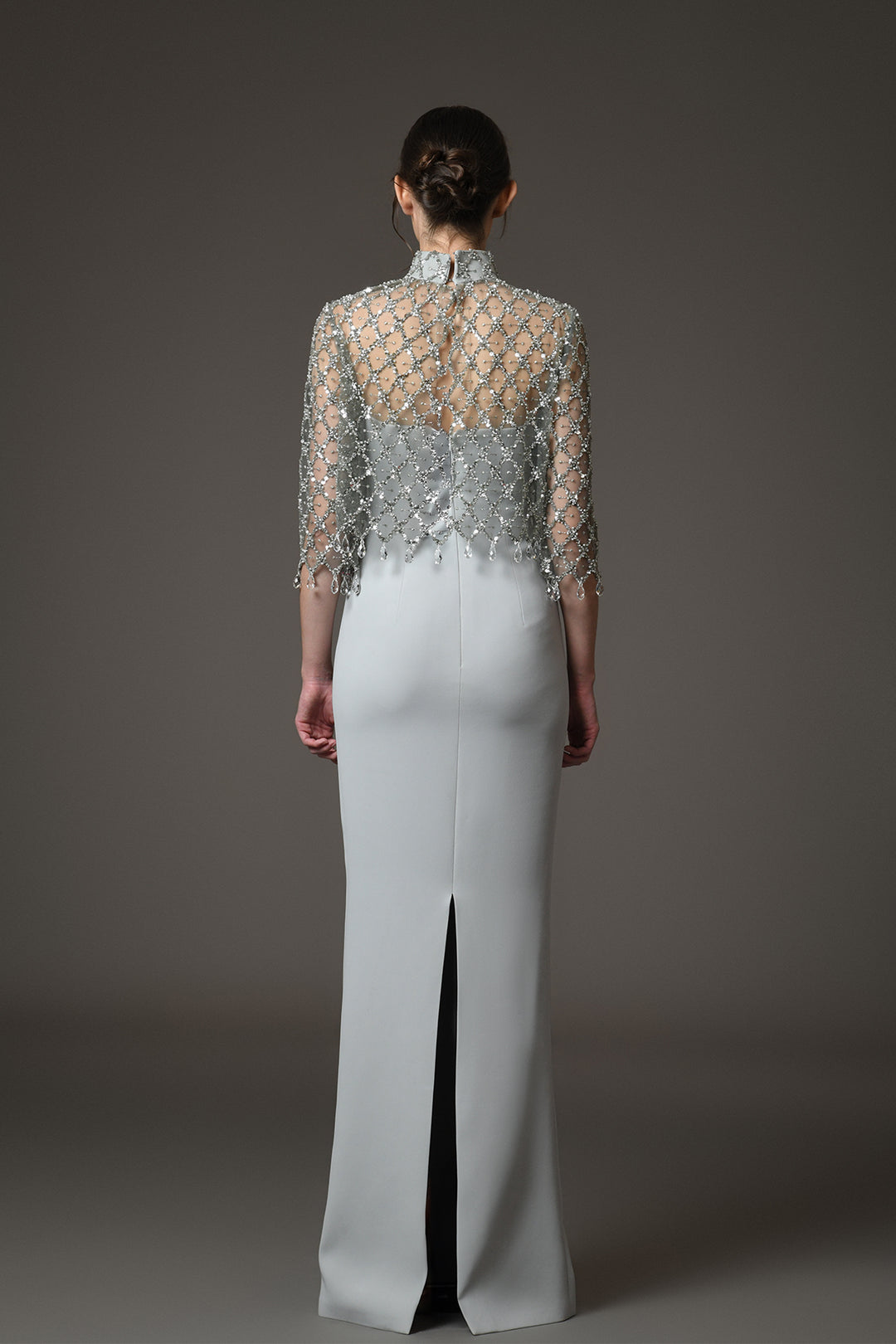 Long Dress with Tulle and Crystals