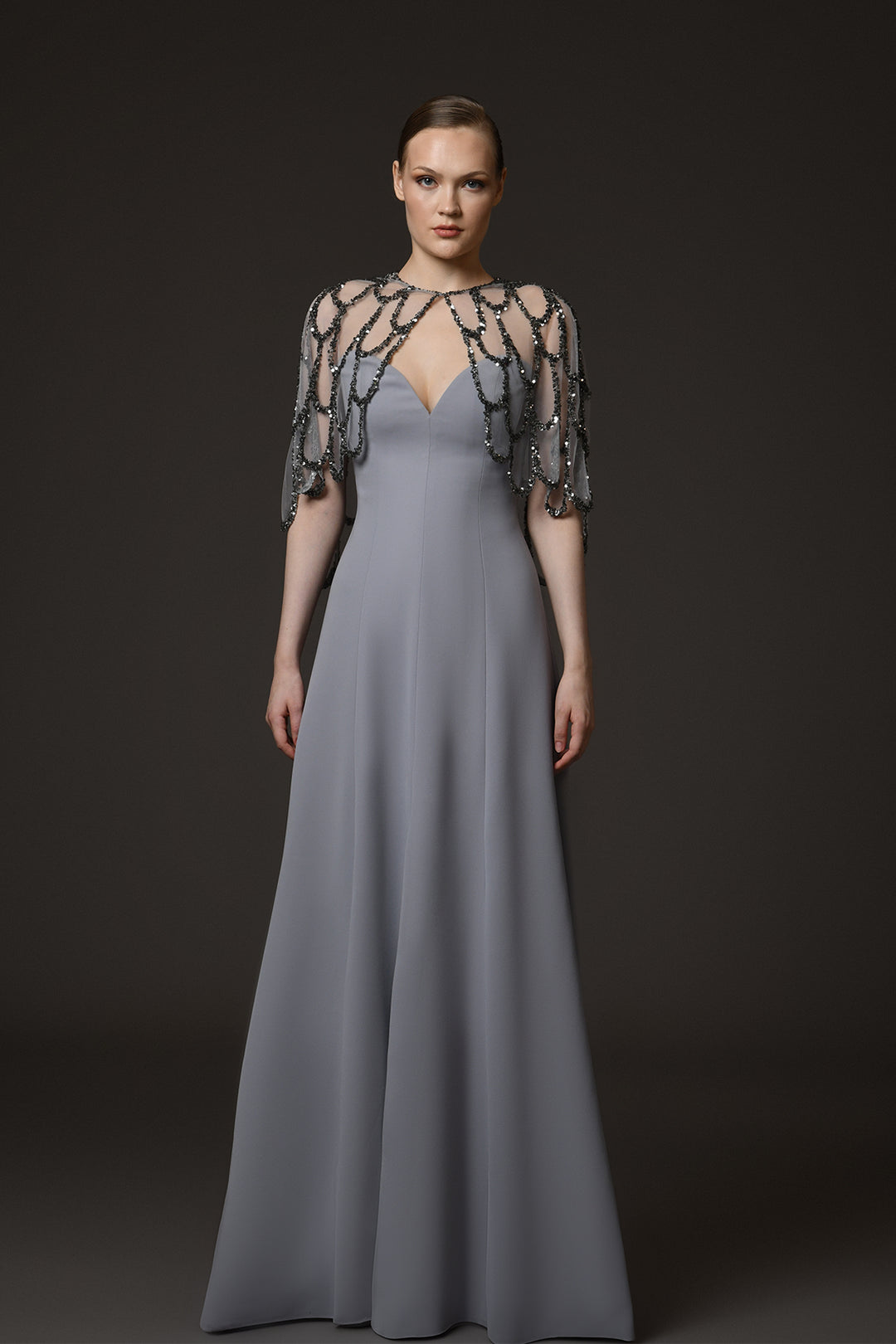 Crepe Dress With Bolero Grey / US 4 Crepe Dress With Bolero Grey / US 4