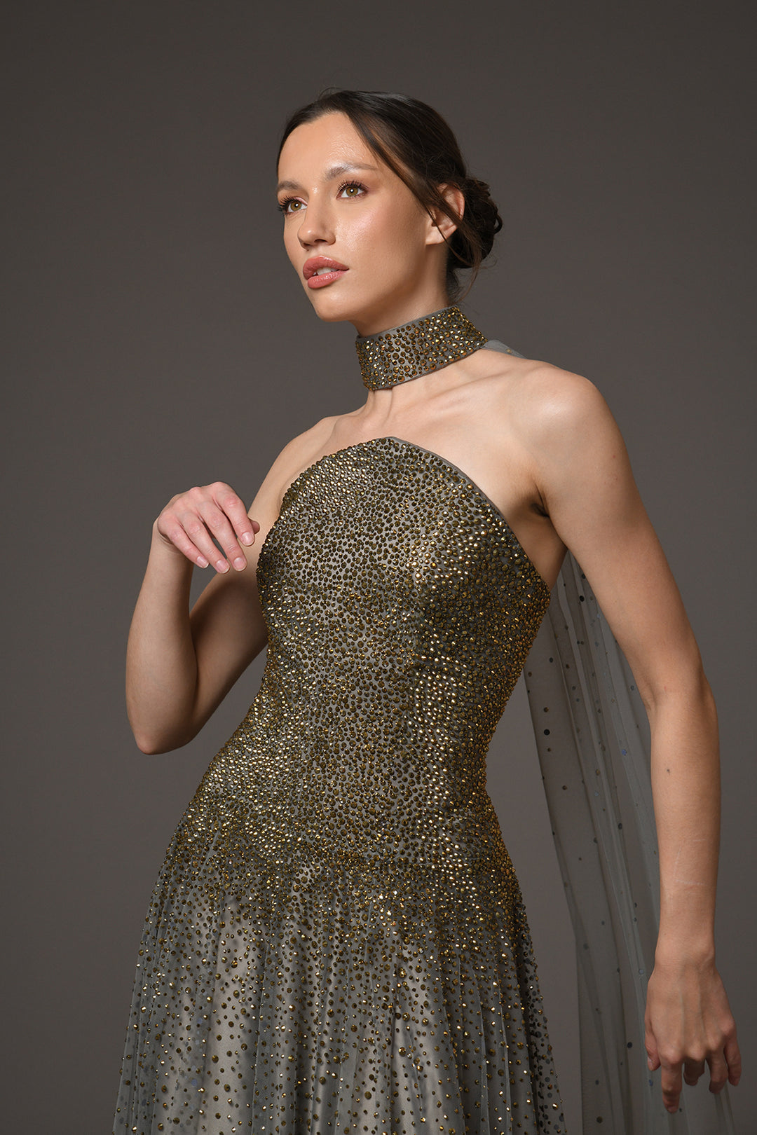 Corseted Embroidered Dress Grey / US 16 Corseted Embroidered Dress Grey / US 16