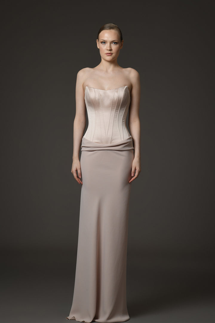 Strapless Long Dress with Corset