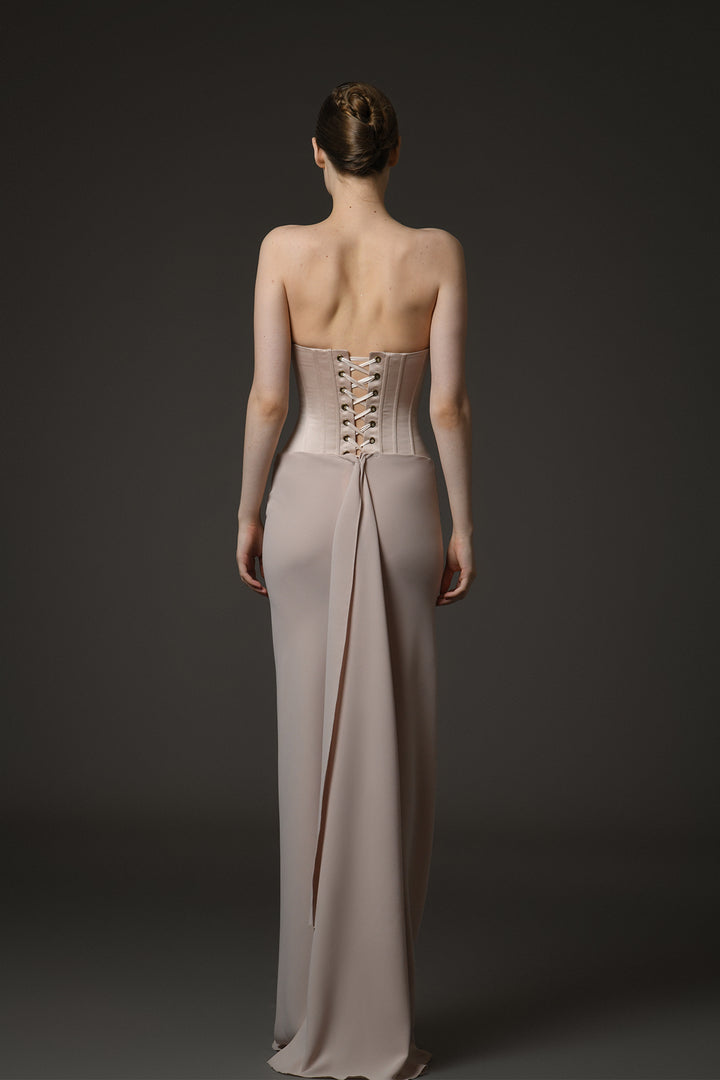 Strapless Long Dress with Corset