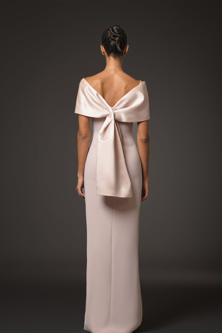 Long Dress with Satin and Crystal