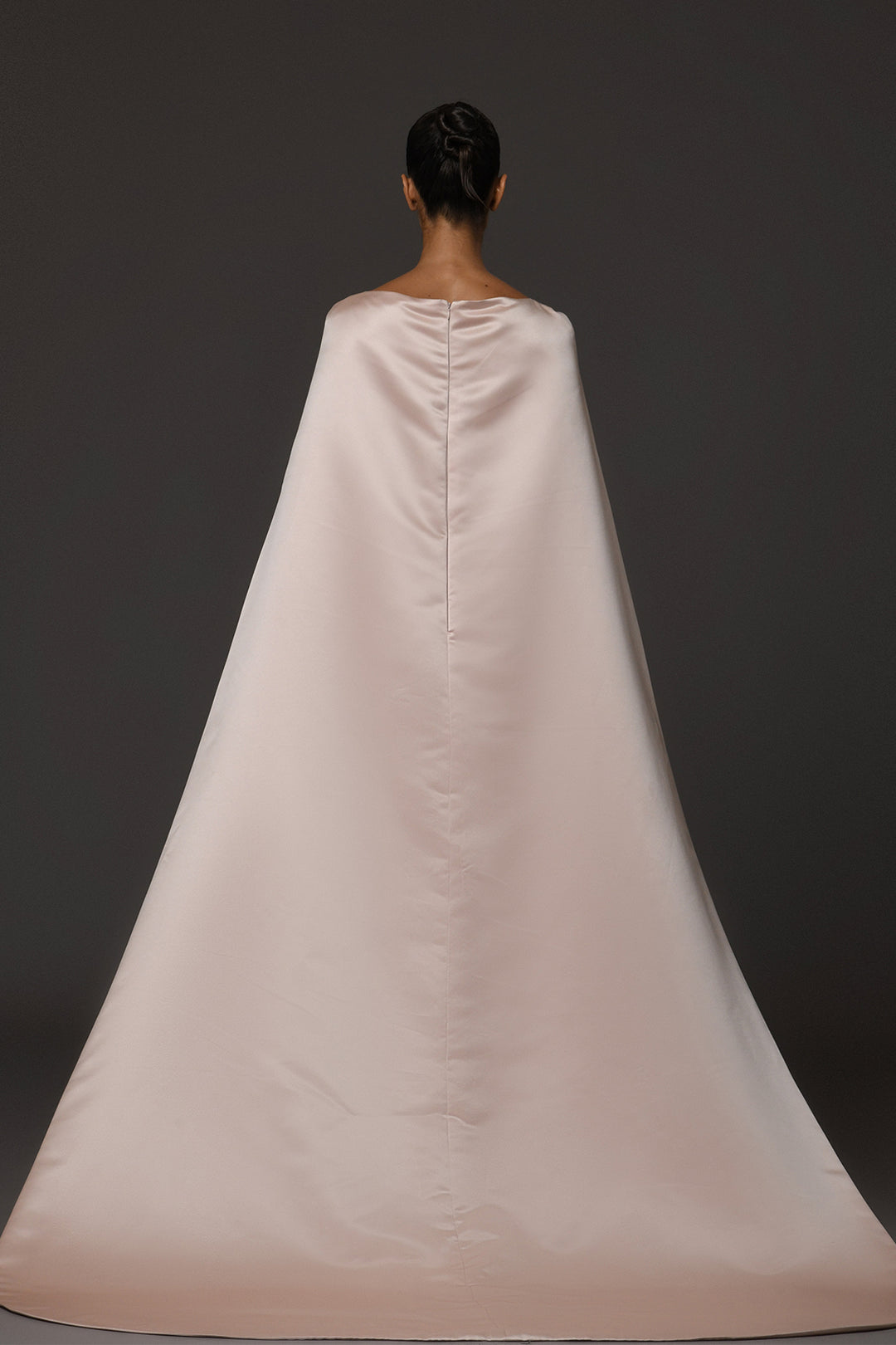 Long Dress with Cape and Crystal Embroidery