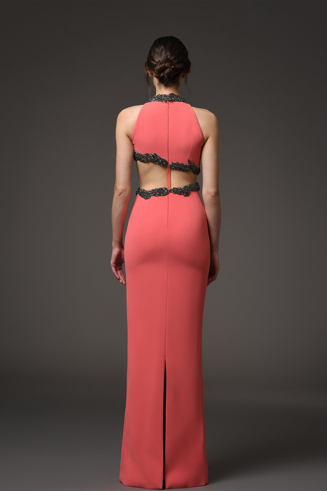 Long Dress with Tulle Cutout