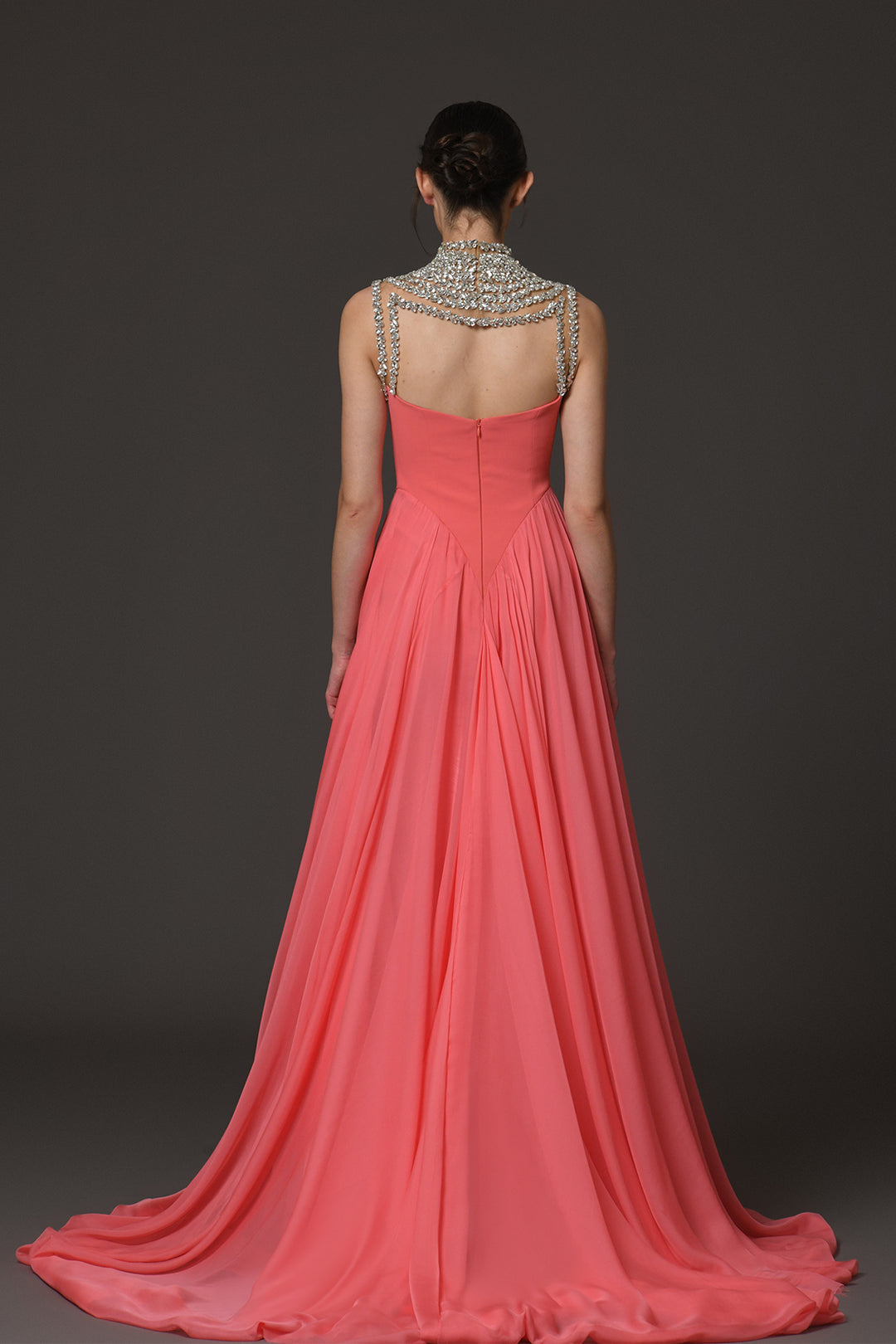 Long Dress with Overskirt and Embroidery