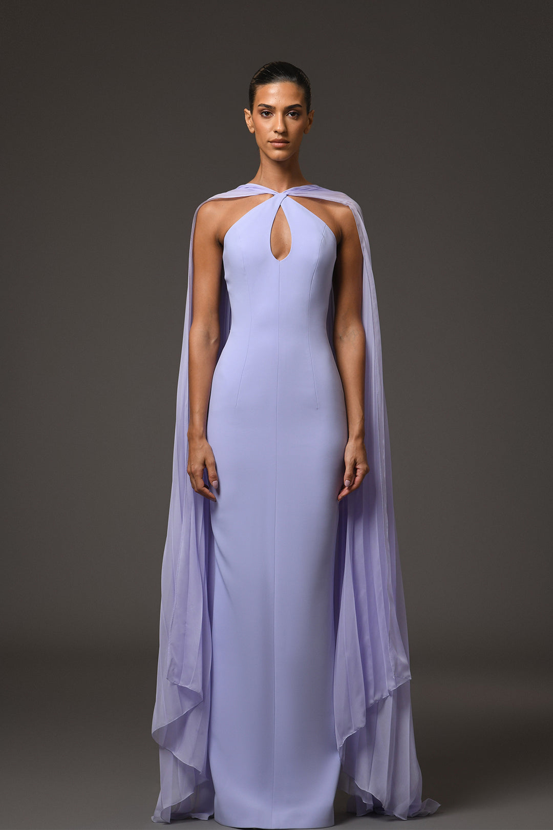 Crepe Dress With Chiffon Cape Lilac / US 4 Crepe Dress With Chiffon Cape Lilac / US 4