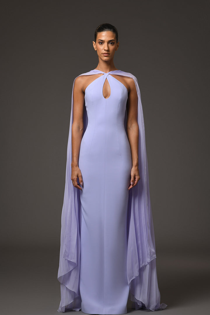 Long Dress with Plissé and Cutout