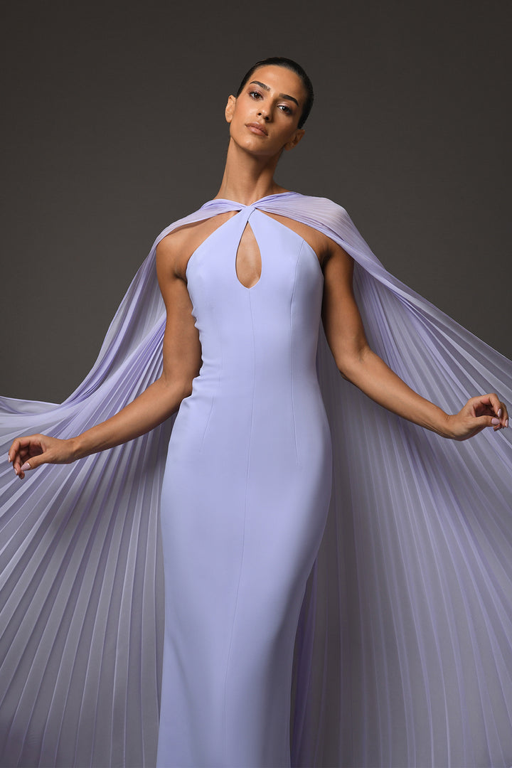 Long Dress with Plissé and Cutout