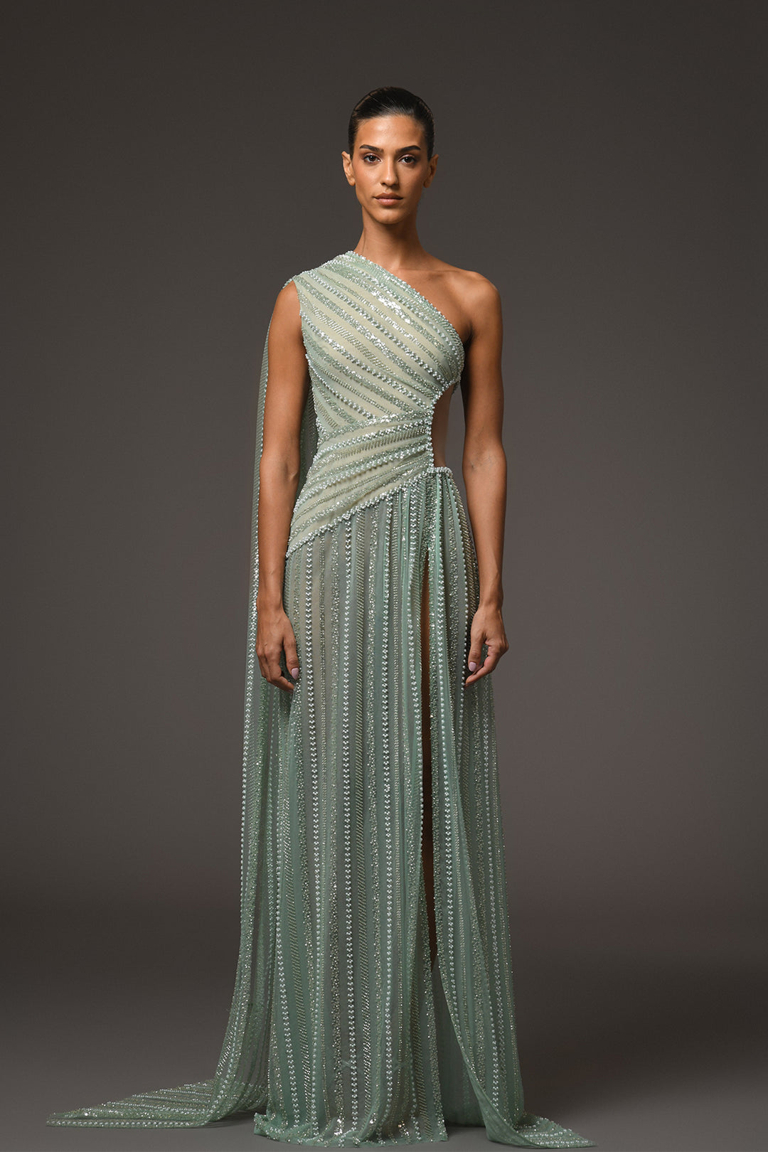 Tulle Dress With Side Cut-Outs Green / US 8 Tulle Dress With Side Cut-Outs Green / US 8