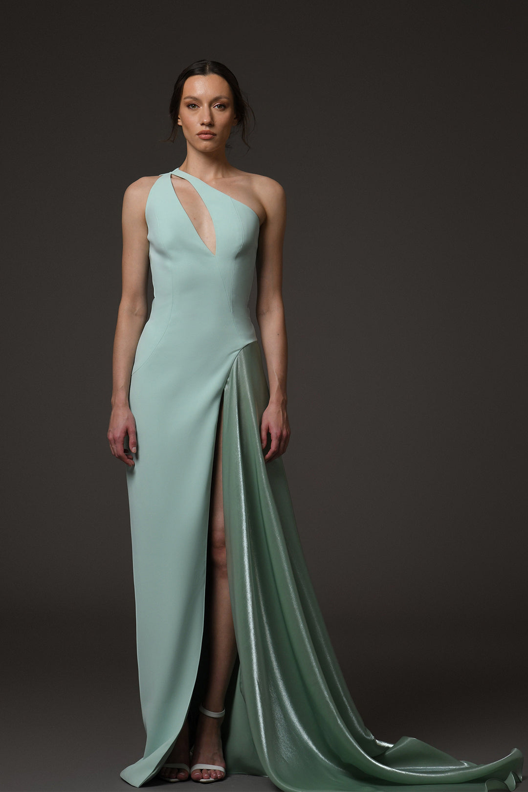 one shoulder cut out front dress Wren