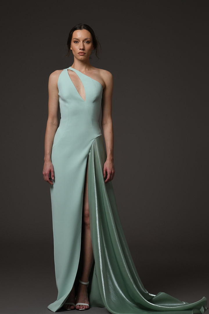One-Shoulder Long Dress with Cutout
