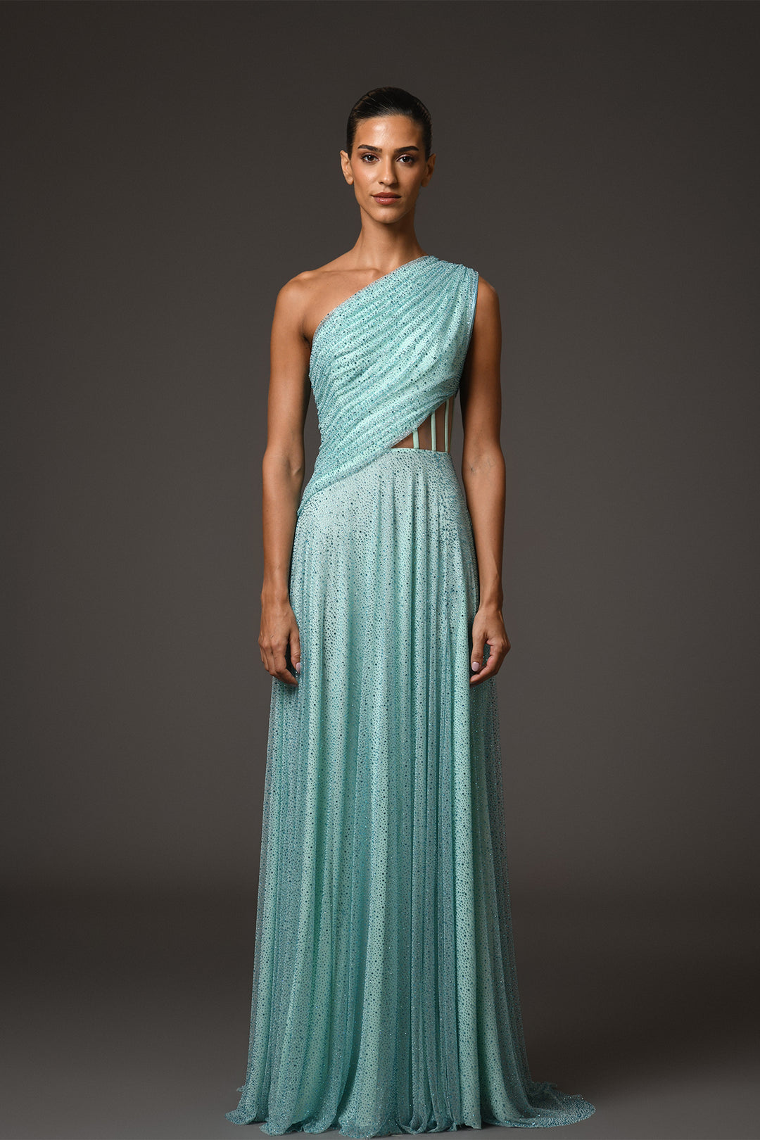 one shoulder embroidered dress One-Shoulder Embroidered Maxi Dress