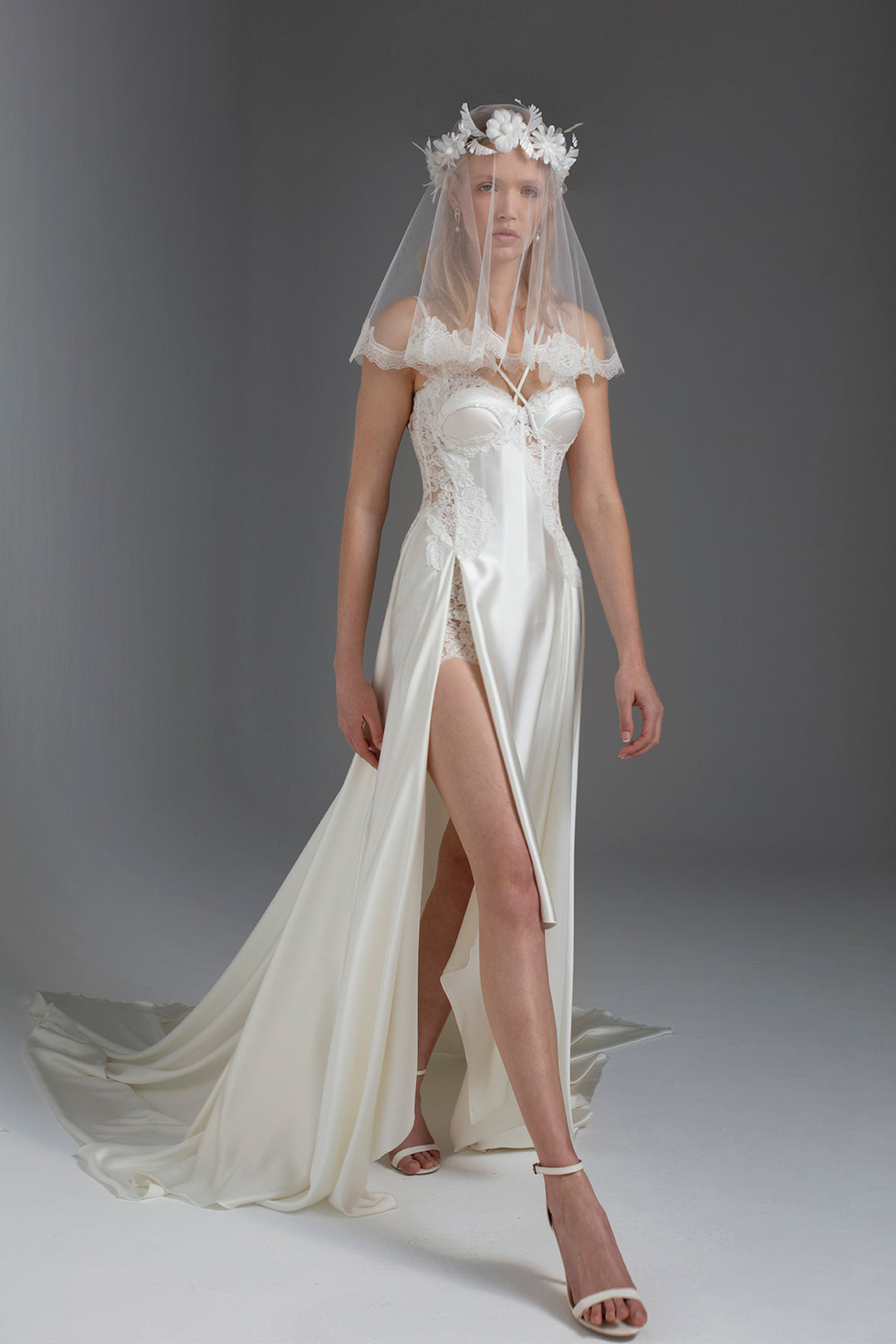 Slip Style Wedding Dress with Mermaid Silhouette, Corset Bodice, and U M.R DESIGN Slip Style Wedding Dress with Mermaid Silhouette, Corset Bodice, and U M.R DESIGN