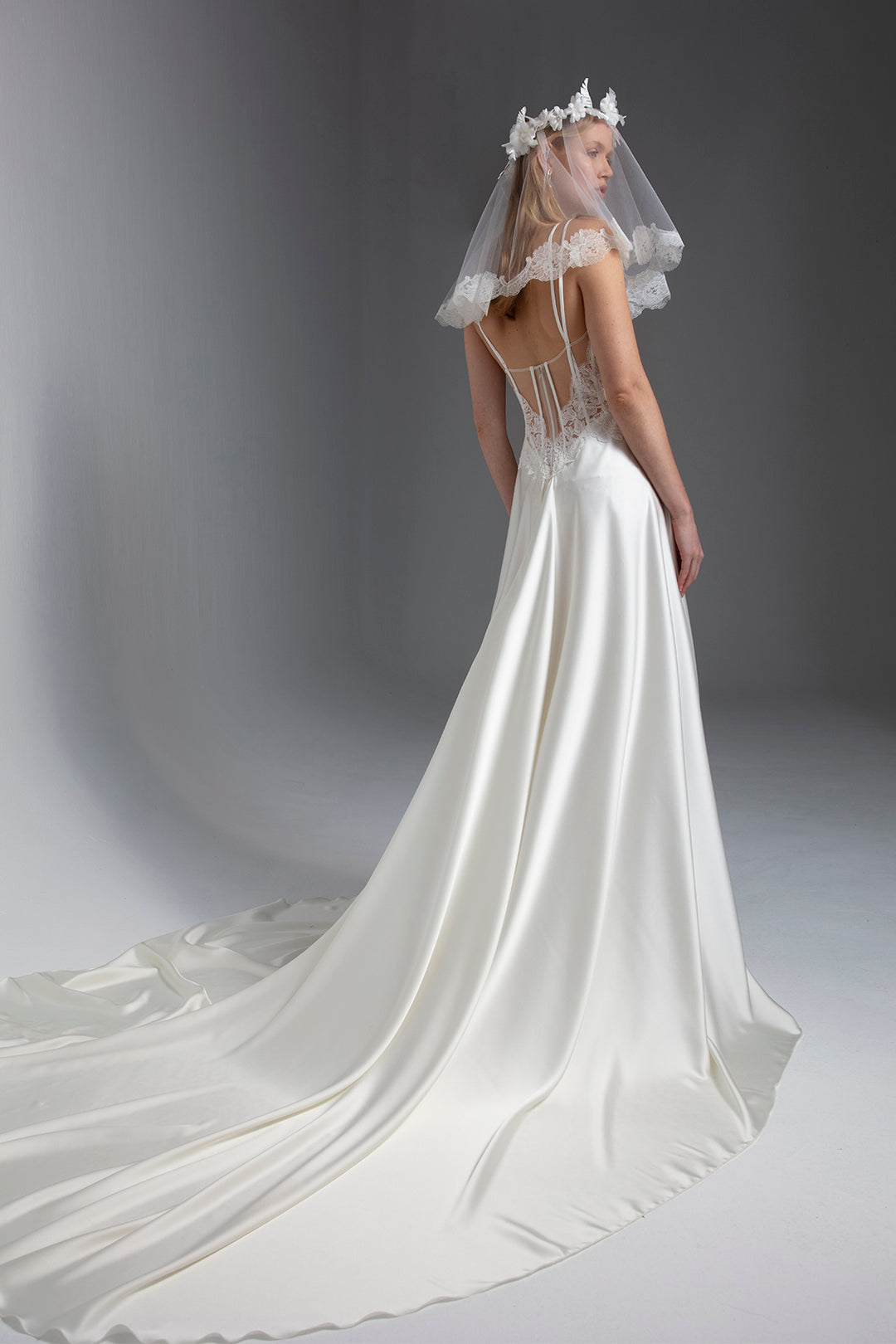 Slip Style Wedding Dress with Mermaid Silhouette, Corset Bodice, and U – M.R DESIGN Slip Style Wedding Dress with Mermaid Silhouette, Corset Bodice, and U – M.R DESIGN