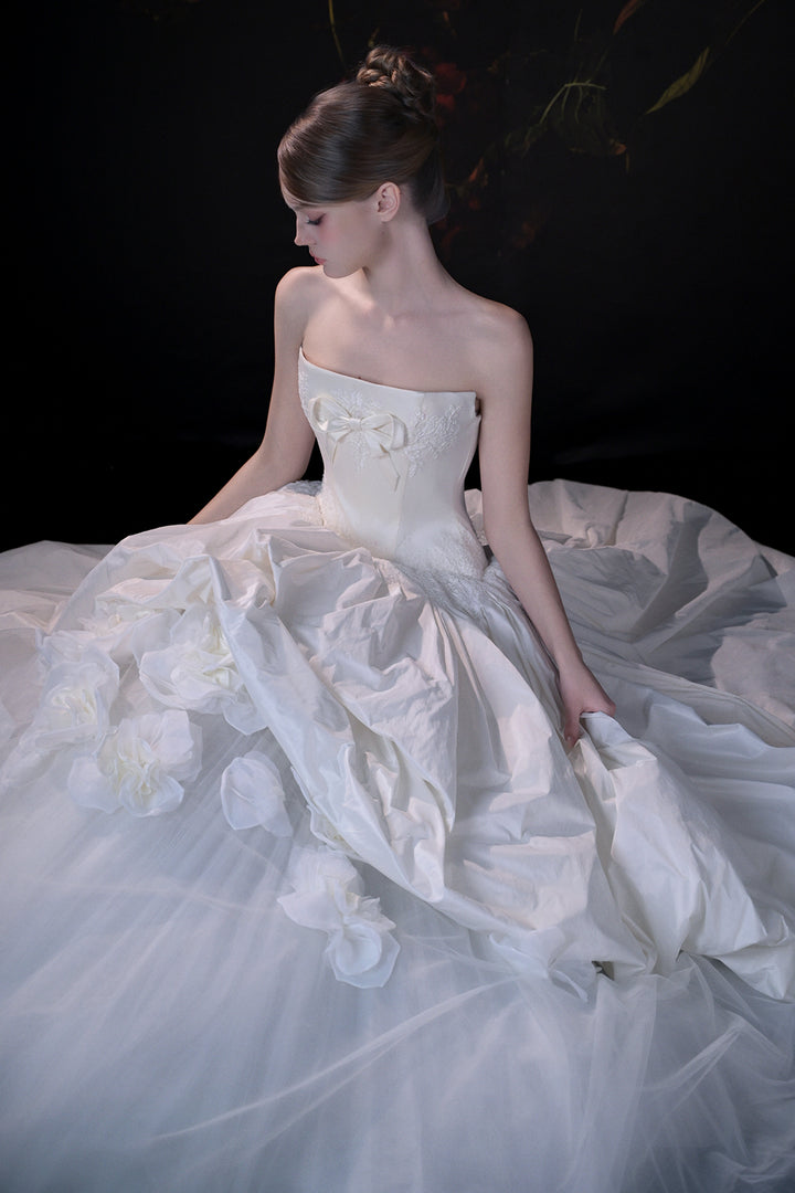 Strapless A-Line Dress with Layered Skirt