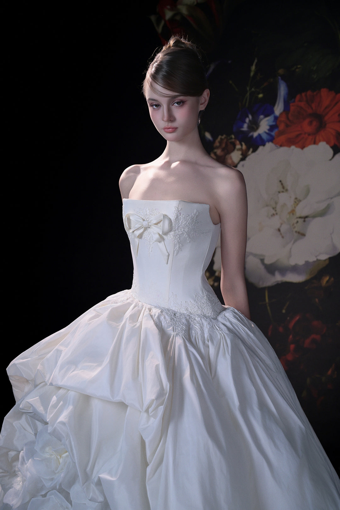 Strapless A-Line Dress with Layered Skirt