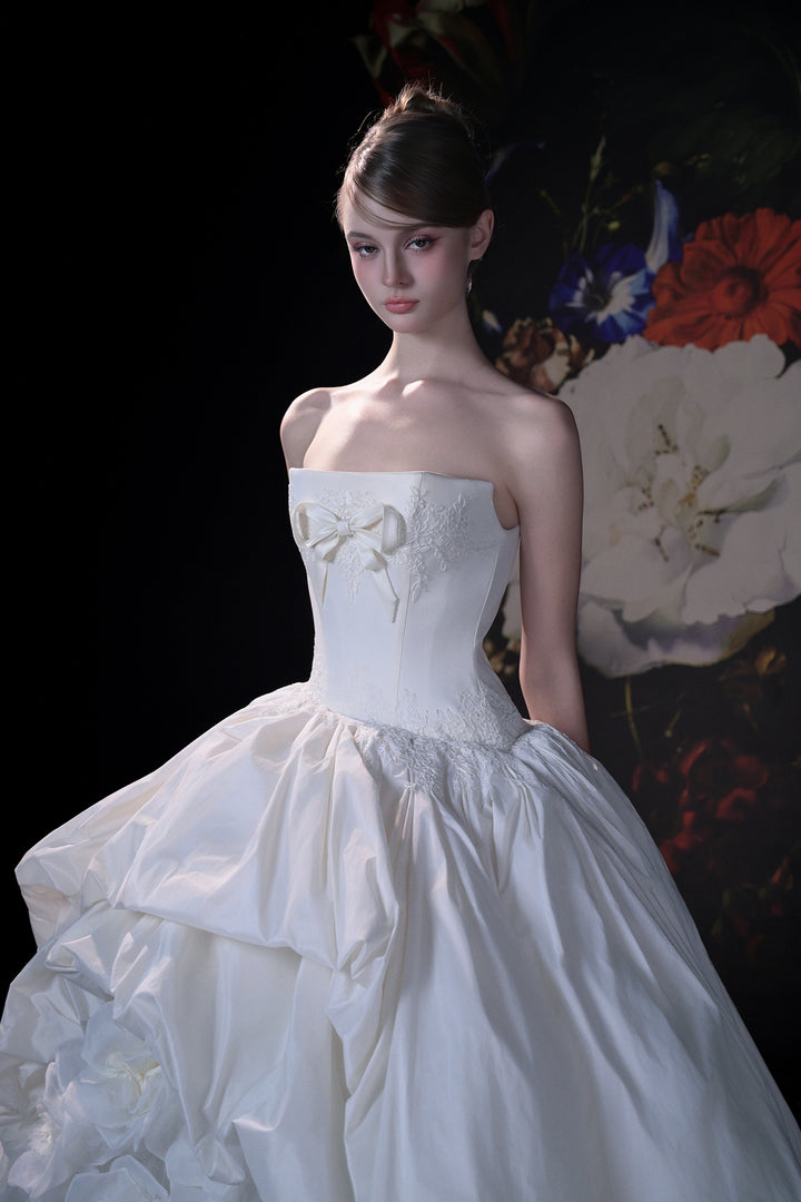 Strapless A-Line Dress with Layered Skirt