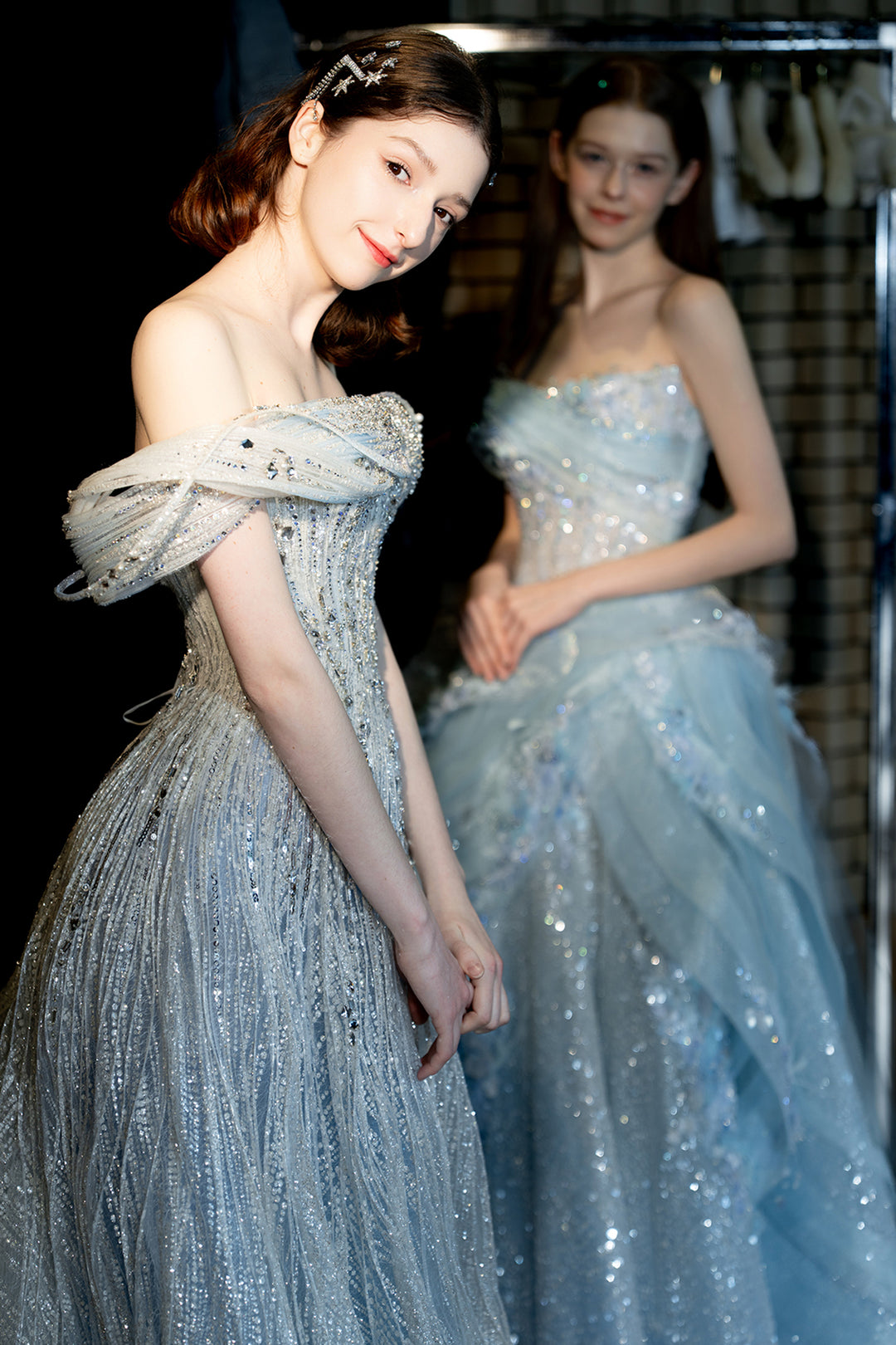 Strapless Floral Appliqué A-Line Dress