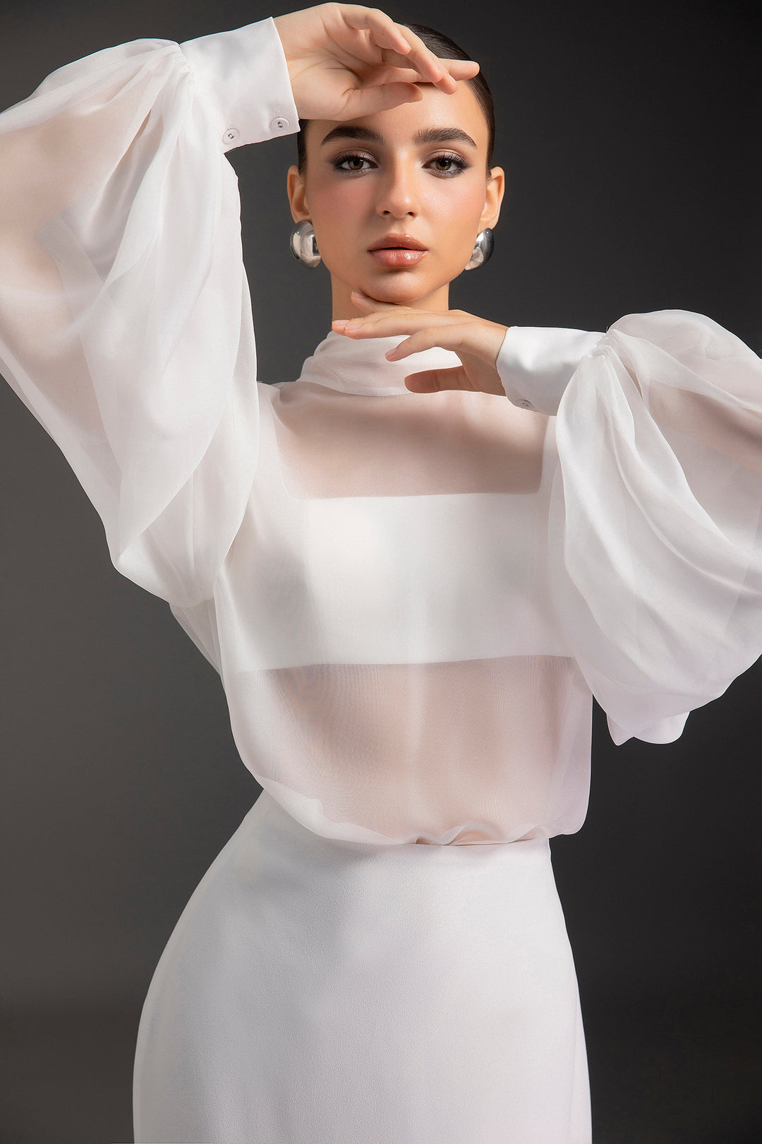 Crepe and Chiffon Bow-Detail Skirt Set