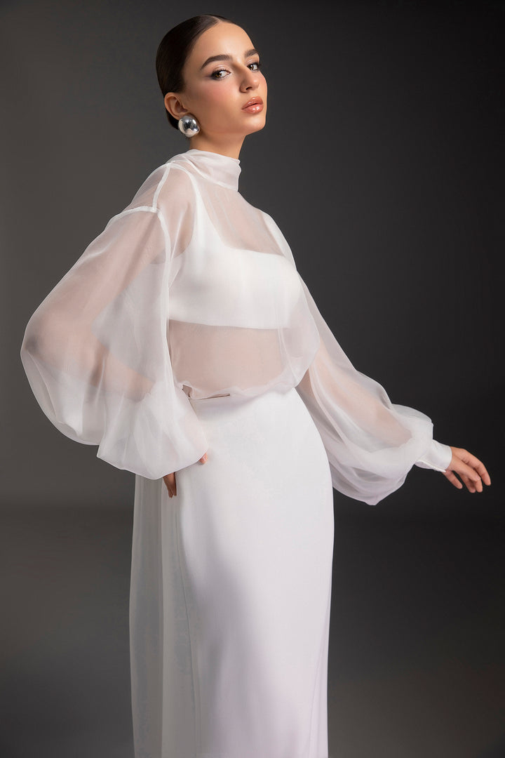 Crepe and Chiffon Bow-Detail Skirt Set