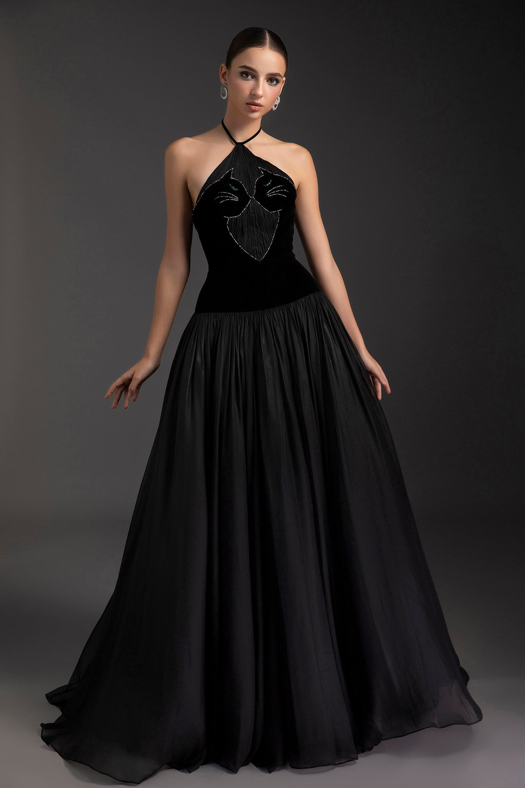 crystal halter dress LUNARA CRYSTAL HALTER GOWN | CULT MIA