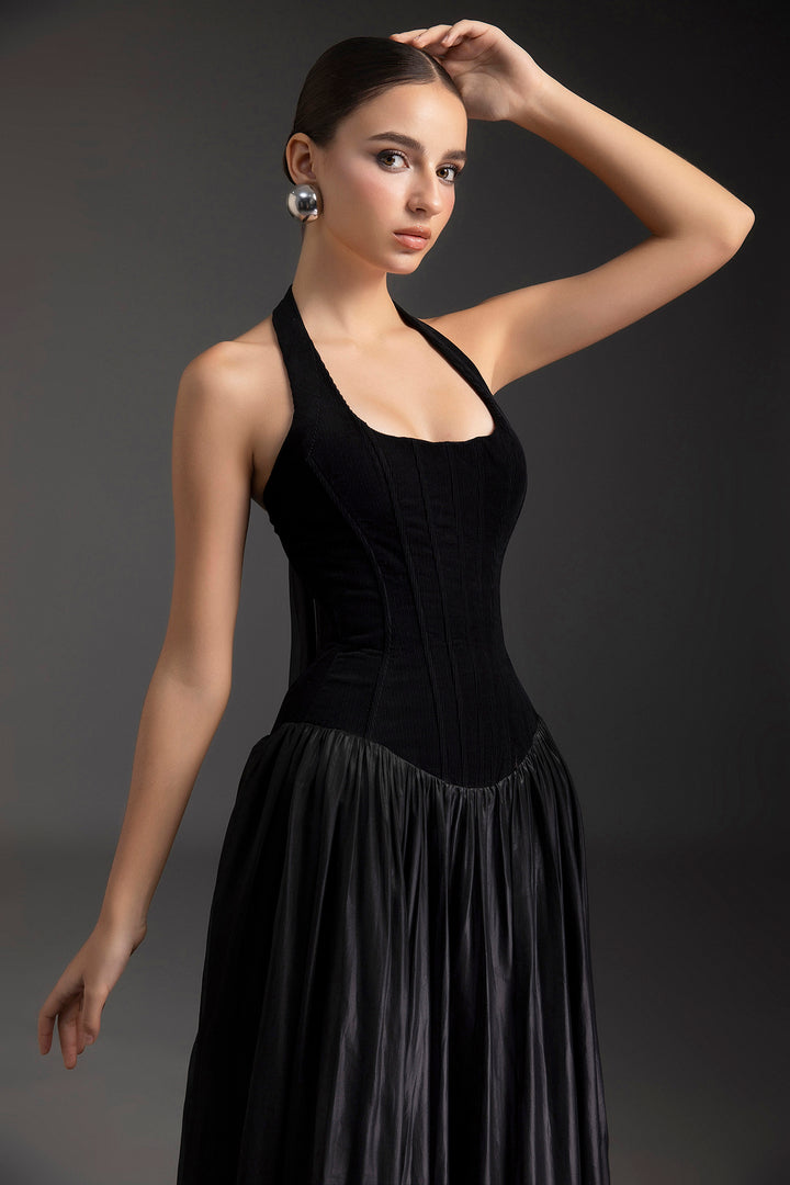 Sleeveless Chiffon A-Line Corset Dress