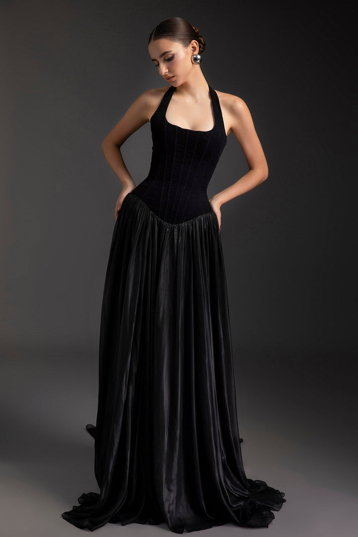 Sleeveless Chiffon A-Line Corset Dress
