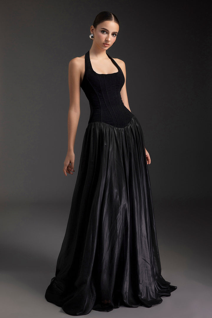 Sleeveless Chiffon A-Line Corset Dress