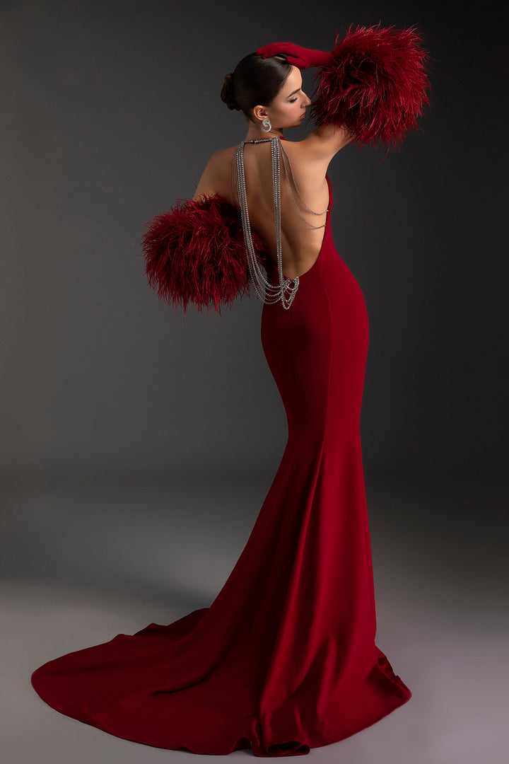 Halterneck Mermaid Draped Dress